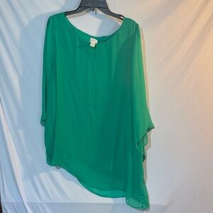 Chico's Bright Emerald Green Chiffon Tunic